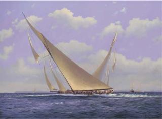 Brian J. Jones - Britannia in a tacking duel off the Isle of Wight, 1924