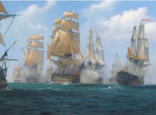 Brian J. Jones - H.M.S. Victory Breaking Through The Enemy Line At Trafalgar, 21St October, 1805