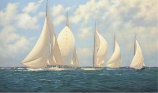 Brian J. Jones - Velsheda, Candida, Shamrock (V), Astra and Britannia under spinnakers at the start