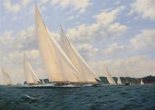 Brian J. Jones - Yankee and Endeavour vying for line honours, Cowes, 1935