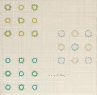 Bridget Riley, C.H. - Encircling Disks, Turquoise, Orange, Magenta