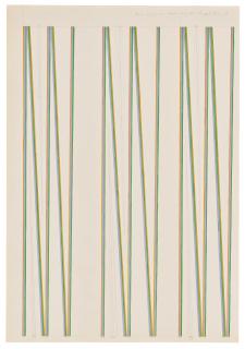 Bridget Riley, C.H. - Orange, Violet And Green, Elongated Triangle Study