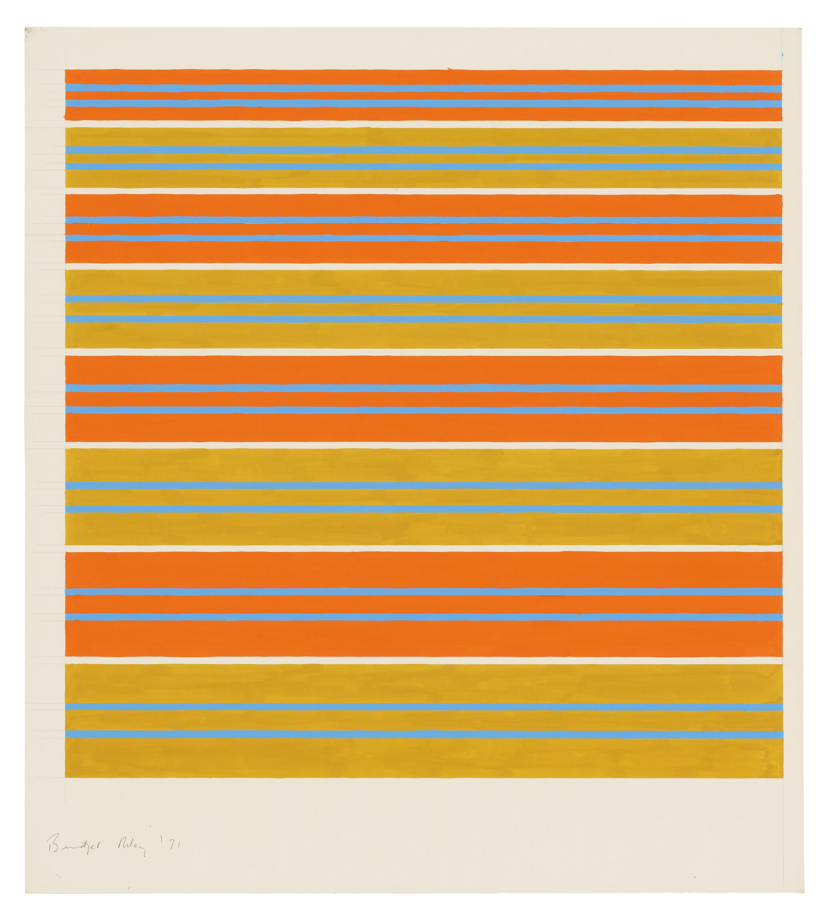 Bridget Riley - Blue on Orange and Ochre