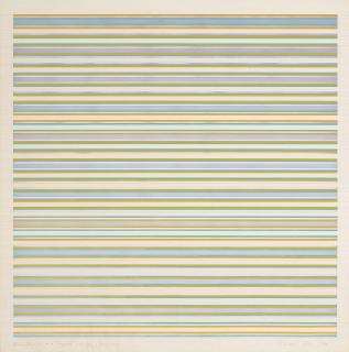 Bridget Riley - Ochre, Magenta And Turquoise With Grey; (Horizontal)