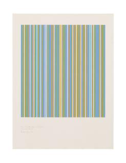 Bridget Riley - Three colours (Blue, Yellow and Turquoise) Precipitating Magenta