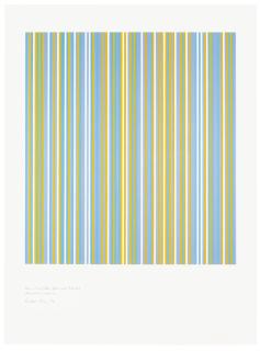 Bridget Riley - Three Colours (Blue, Yellow & Turquoise) Precipitating Magenta