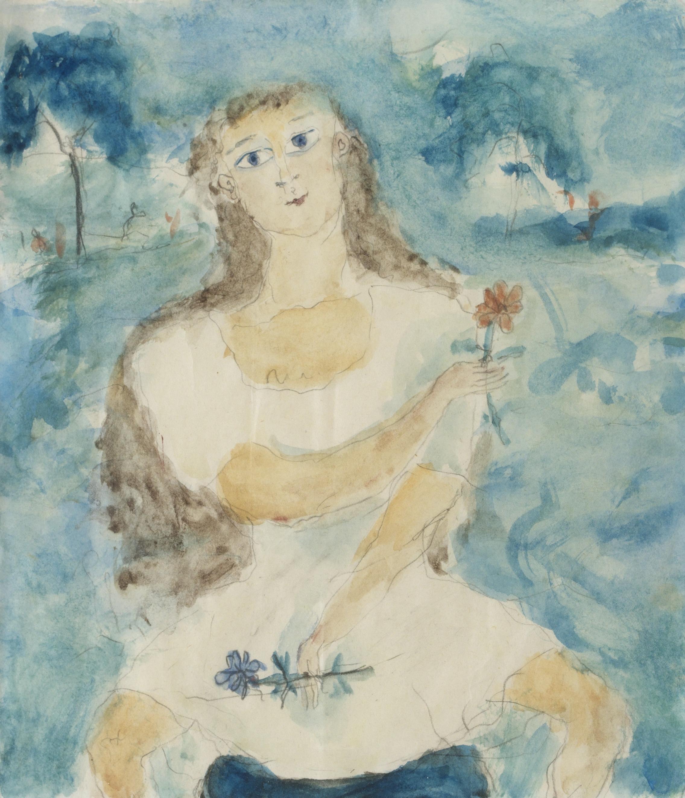 Bror Hjorth - Flicka med blommor