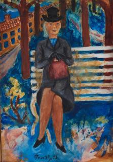 Bror Hjorth - Lady on a park bench