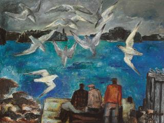 Bror Julius Olsson Nordfeldt - Fishermen and Seagulls, Northern California