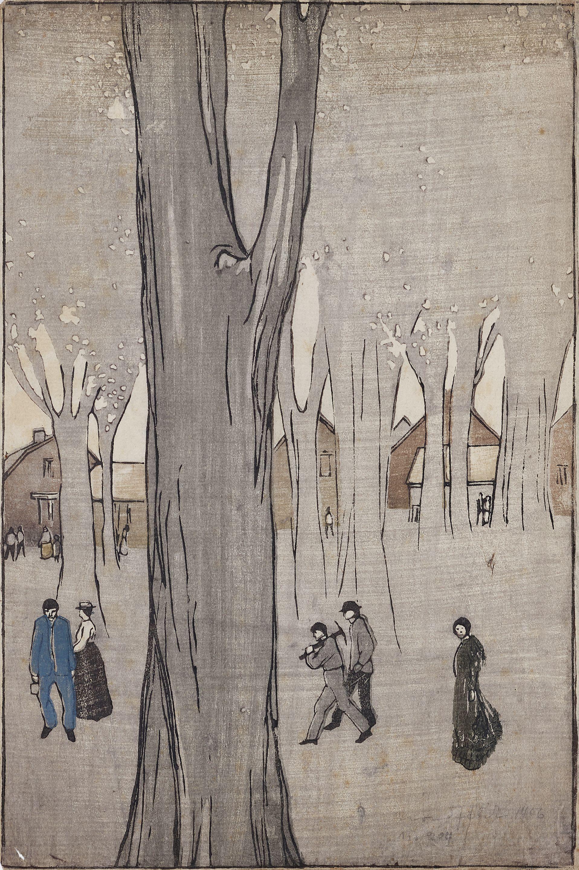 Bror Julius Olsson Nordfeldt - Mist, the Anglers; The Quarry; The Village Green, Twilight 3