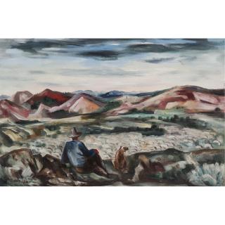 Bror Julius Olsson Nordfeldt - Shepherd And Dog