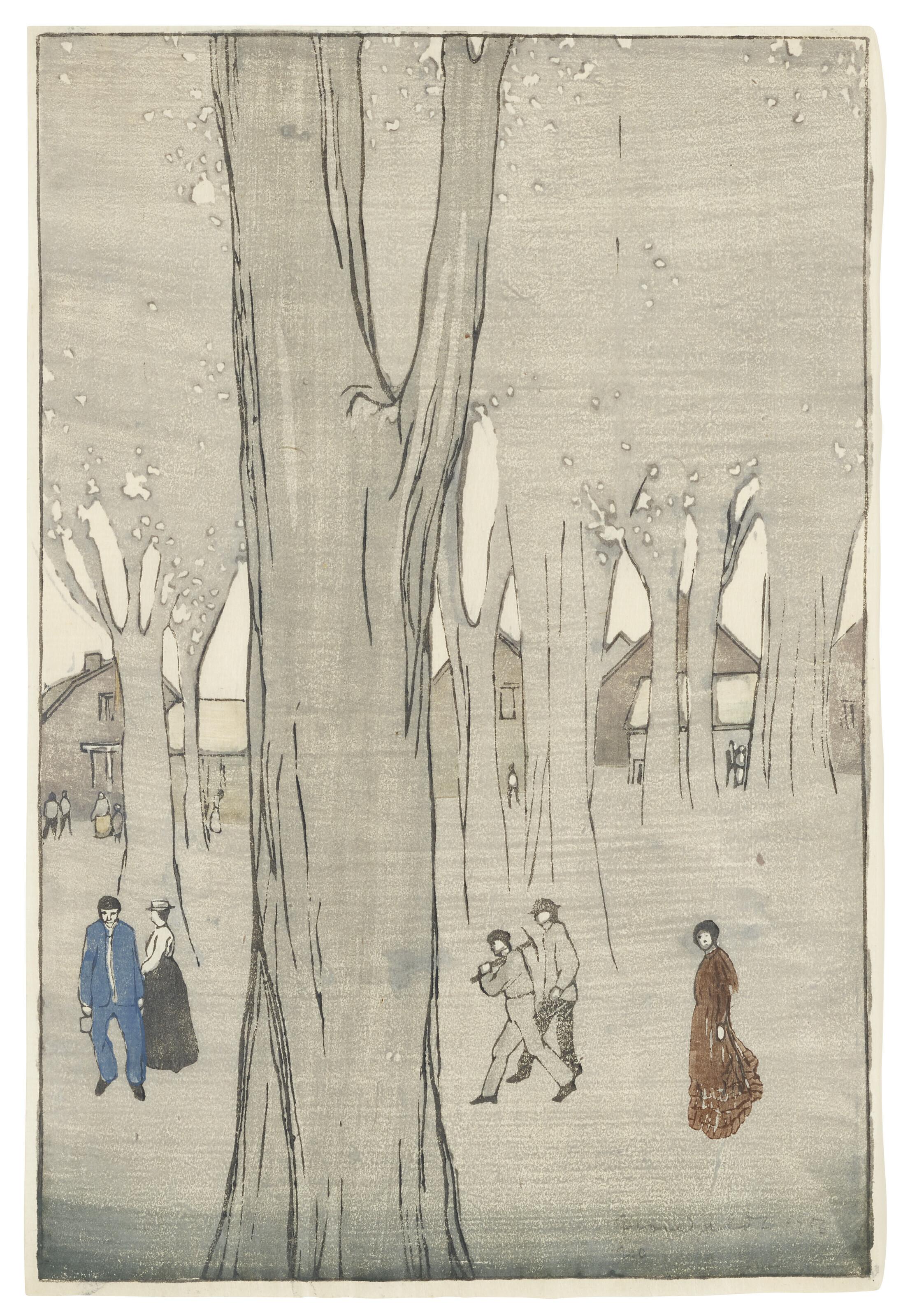 Bror Julius Olsson Nordfeldt - The Village Green, Twilight