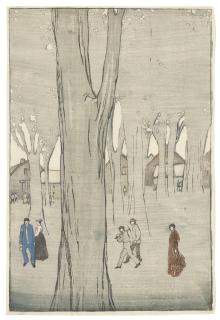 Bror Julius Olsson Nordfeldt - The Village Green, Twilight