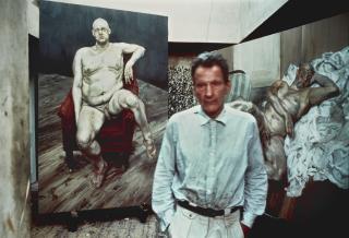 Bruce Bernard - Lucian Freud In His Studio With Two Paintings Of Leigh Bowery, 1993
