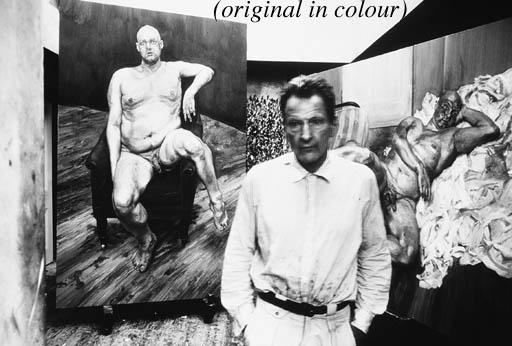 Bruce Bernard - \'Lucien Freud with two paintings\', 1993