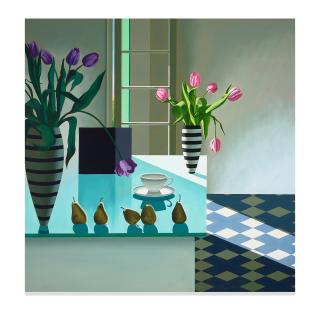 Bruce Cohen - Teacup with Pears on Glass Table, 1990