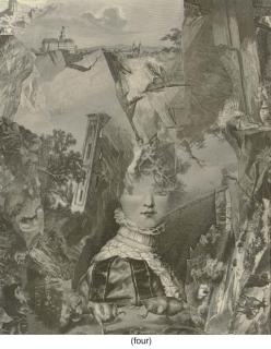 Bruce Helander - Forest Fanfare, 1997; and three companion collages