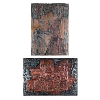 Bruce Onobrakpeya - Life in Aravbarie, Oba Aka I (deux oeuvres)