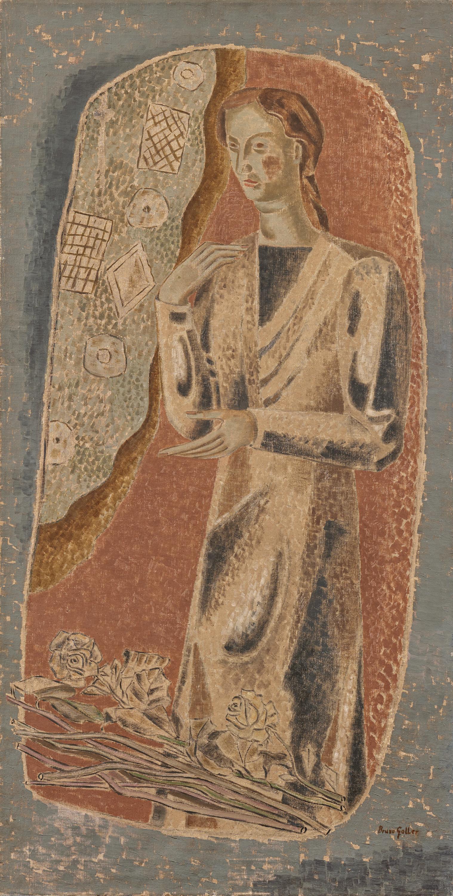 Bruno Goller - Ohne Titel (Mädchen mit trockenen Blumen).