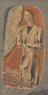 Bruno Goller - Ohne Titel (Mädchen mit trockenen Blumen).