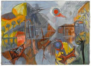 Bruno Krauskopf - Landschaft des Central Park, das Loeb Bootshaus