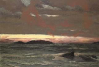 Bruno Liljefors - A Seal Resting on a Rock at Sunset