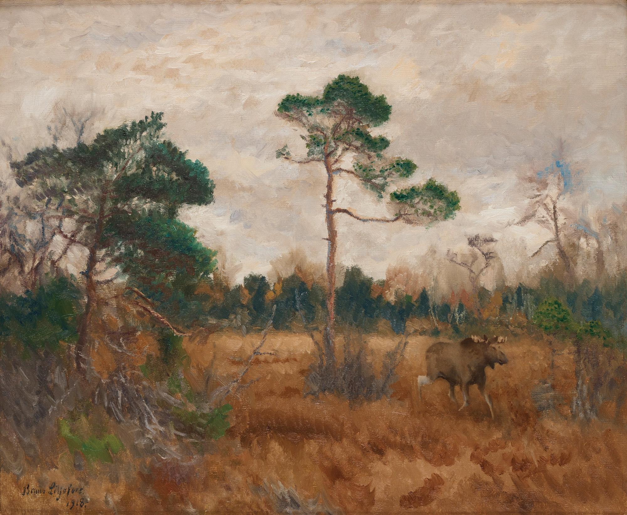 Bruno Liljefors - Autumn Landscape with Moose