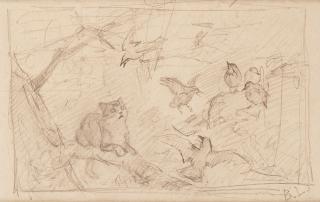 Bruno Liljefors - Cat and crows