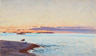 Bruno Liljefors - Coastal scene with seagulls