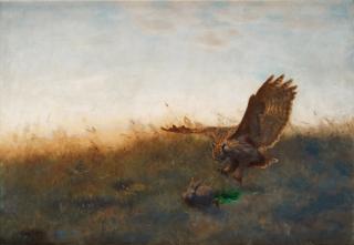 Bruno Liljefors - Eagle owl hunting a hare