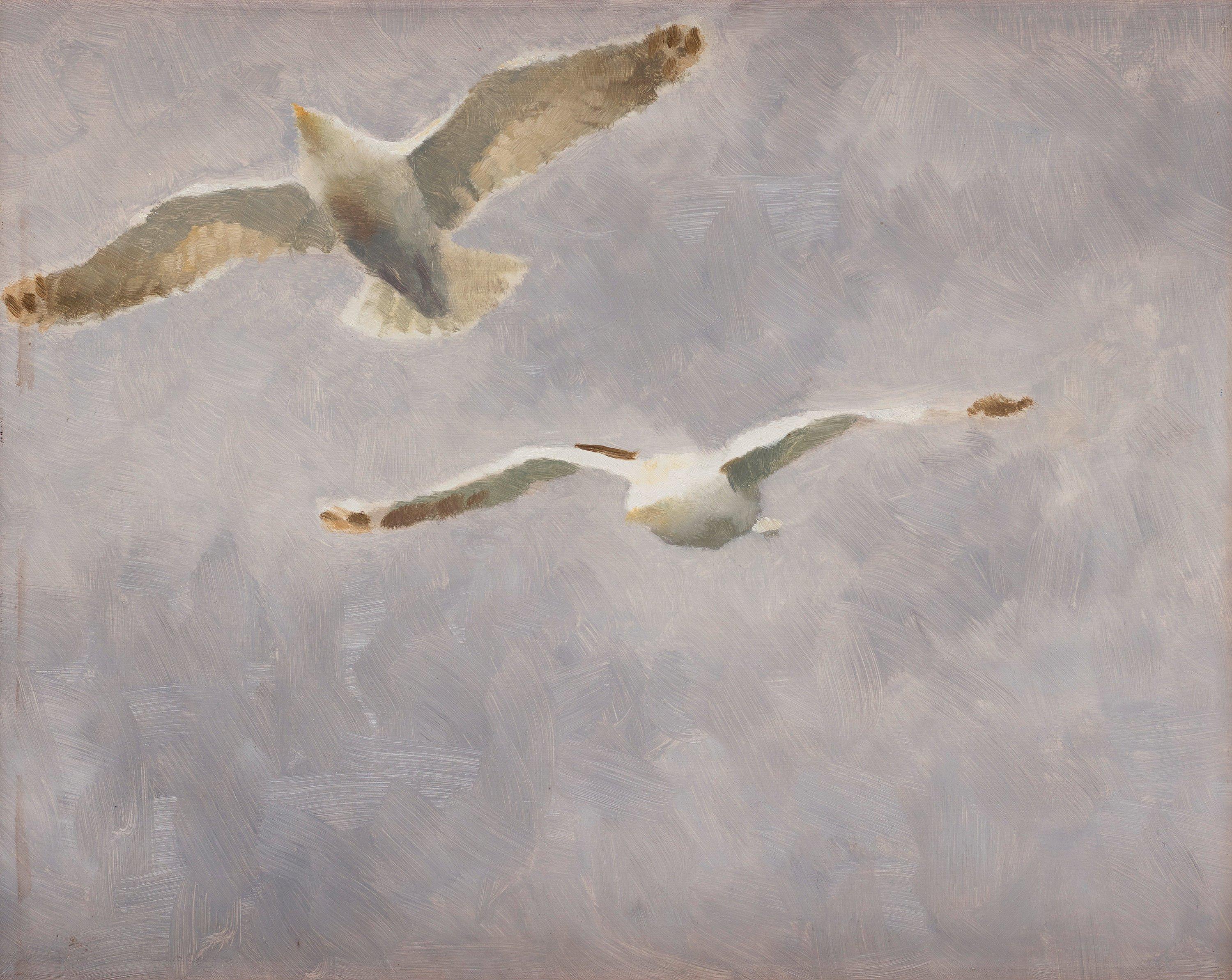Bruno Liljefors - Flying seagulls.