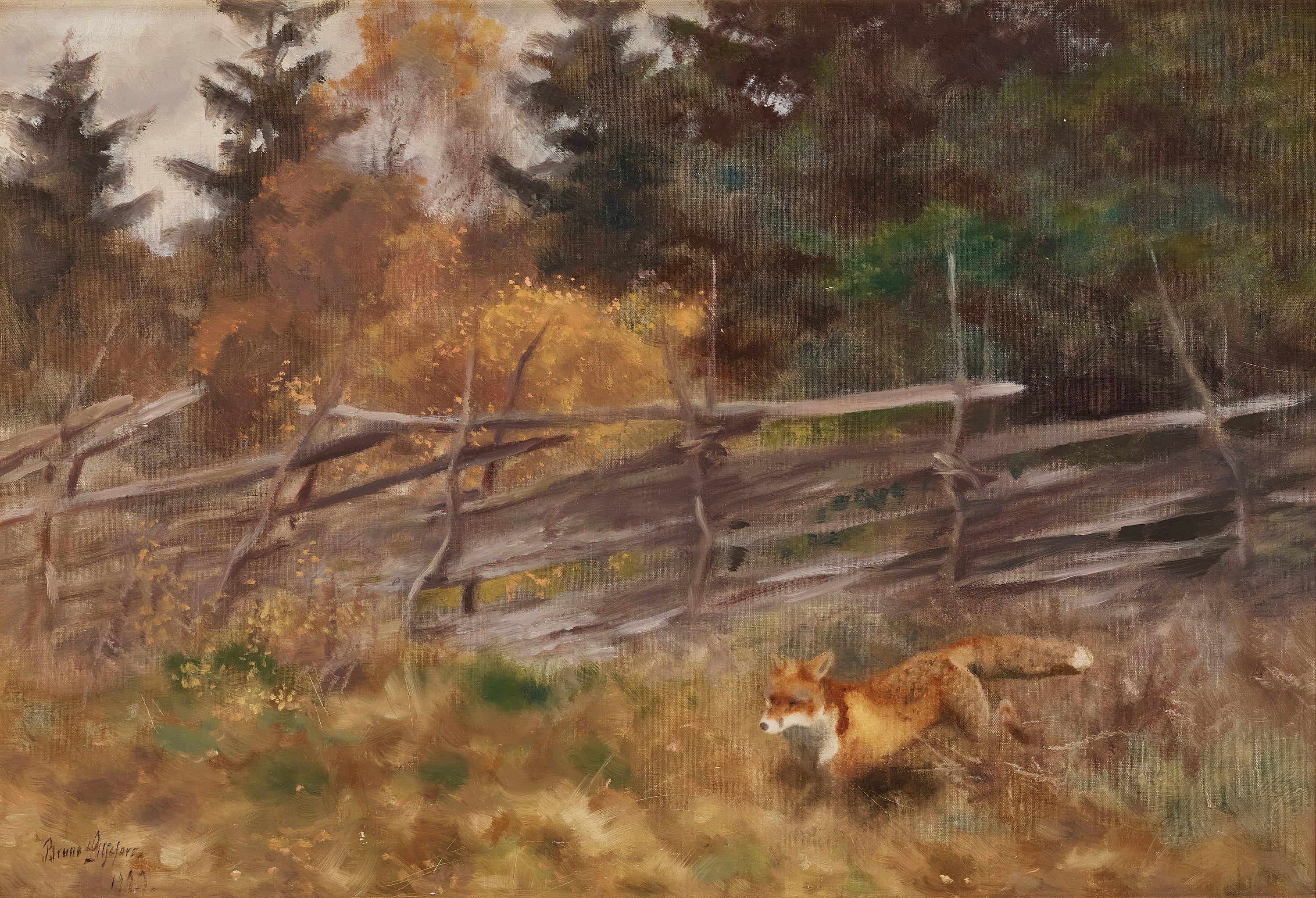 Bruno Liljefors - Fox in autumn landscape