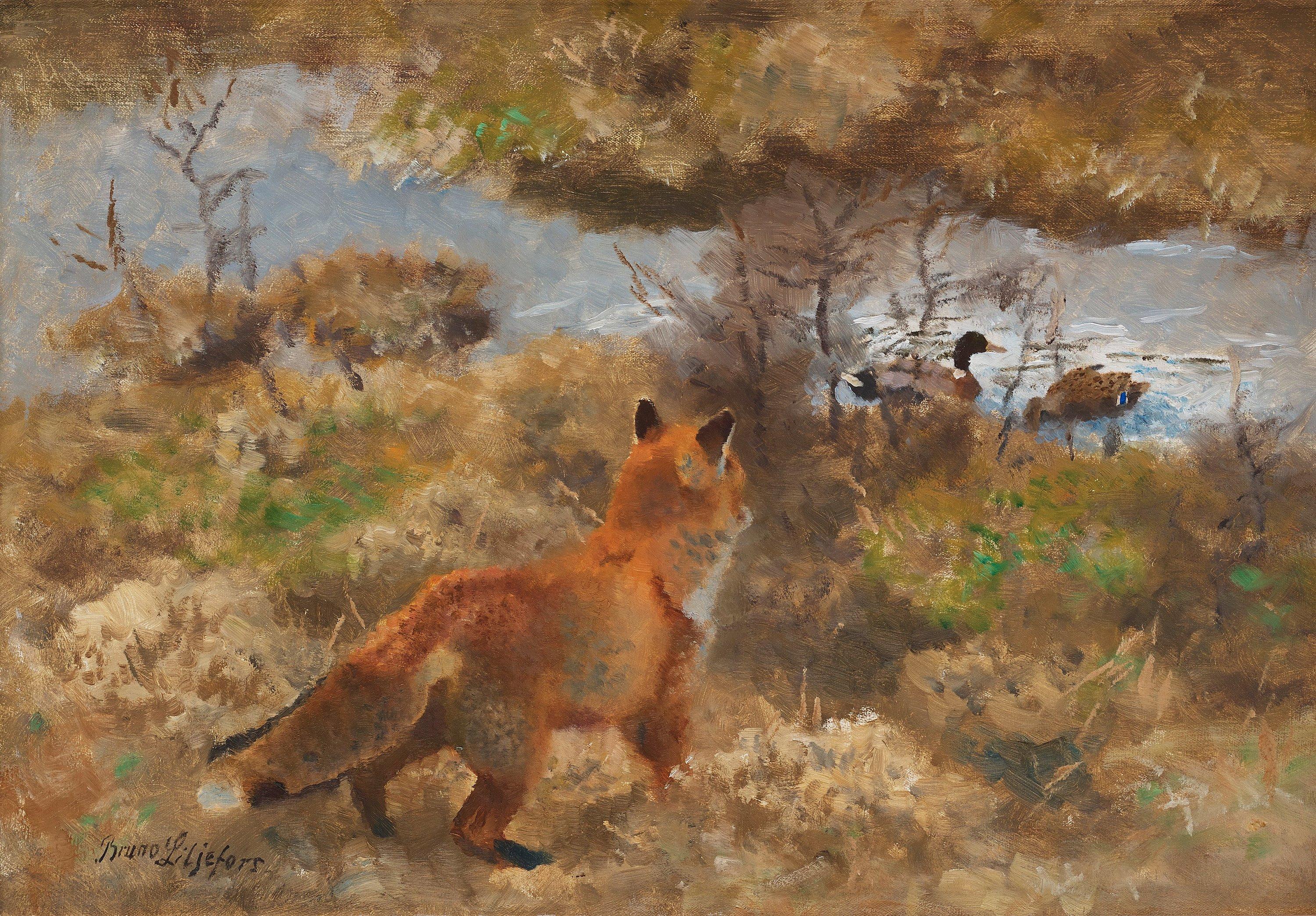 Bruno Liljefors - Fox on duck hunting