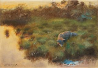 Bruno Liljefors - Fox stalking prey by the water\'s edge