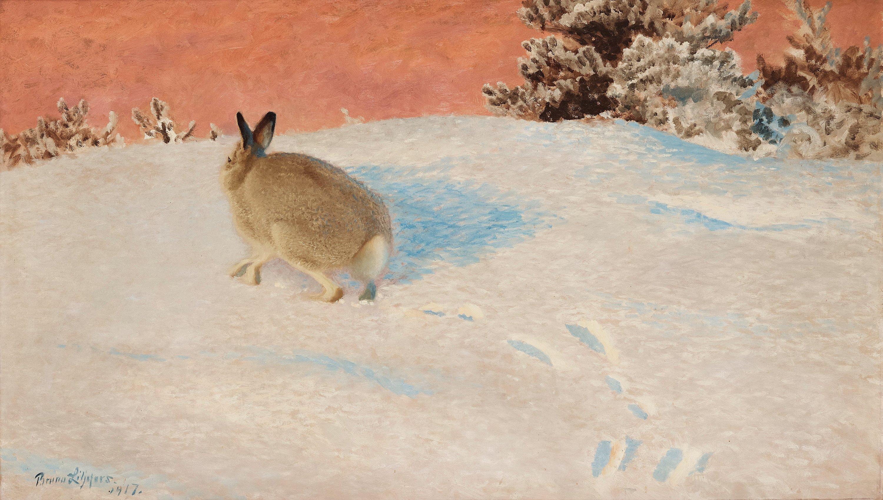 Bruno Liljefors - Hare on winter landscape