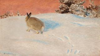 Bruno Liljefors - Hare on winter landscape