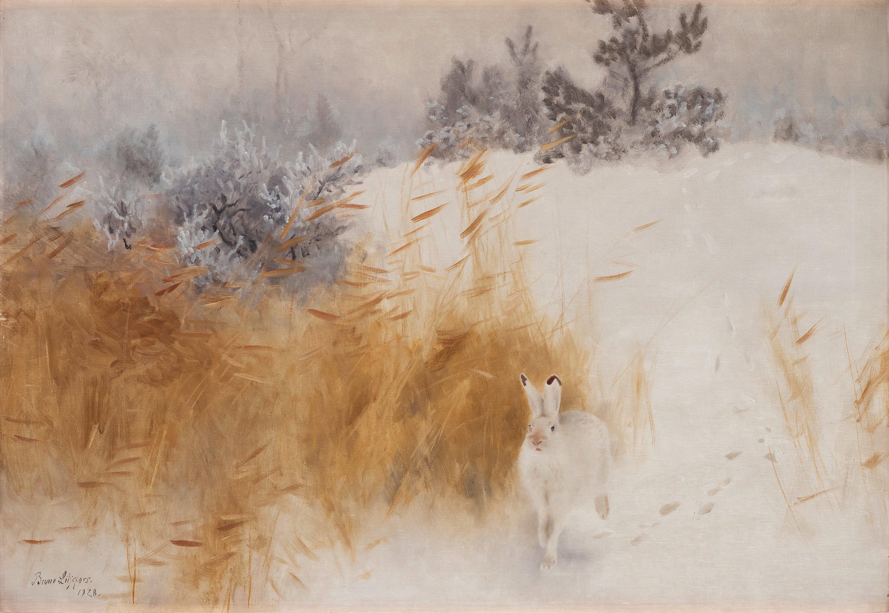 Bruno Liljefors - Winter landscape with hare