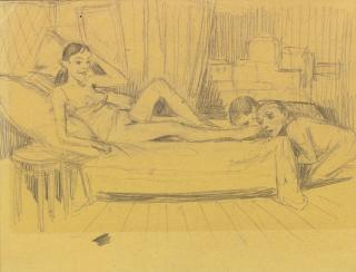 Bruno Schulz - Reclining Woman And Man And Wolf: A Double Sided Drawing