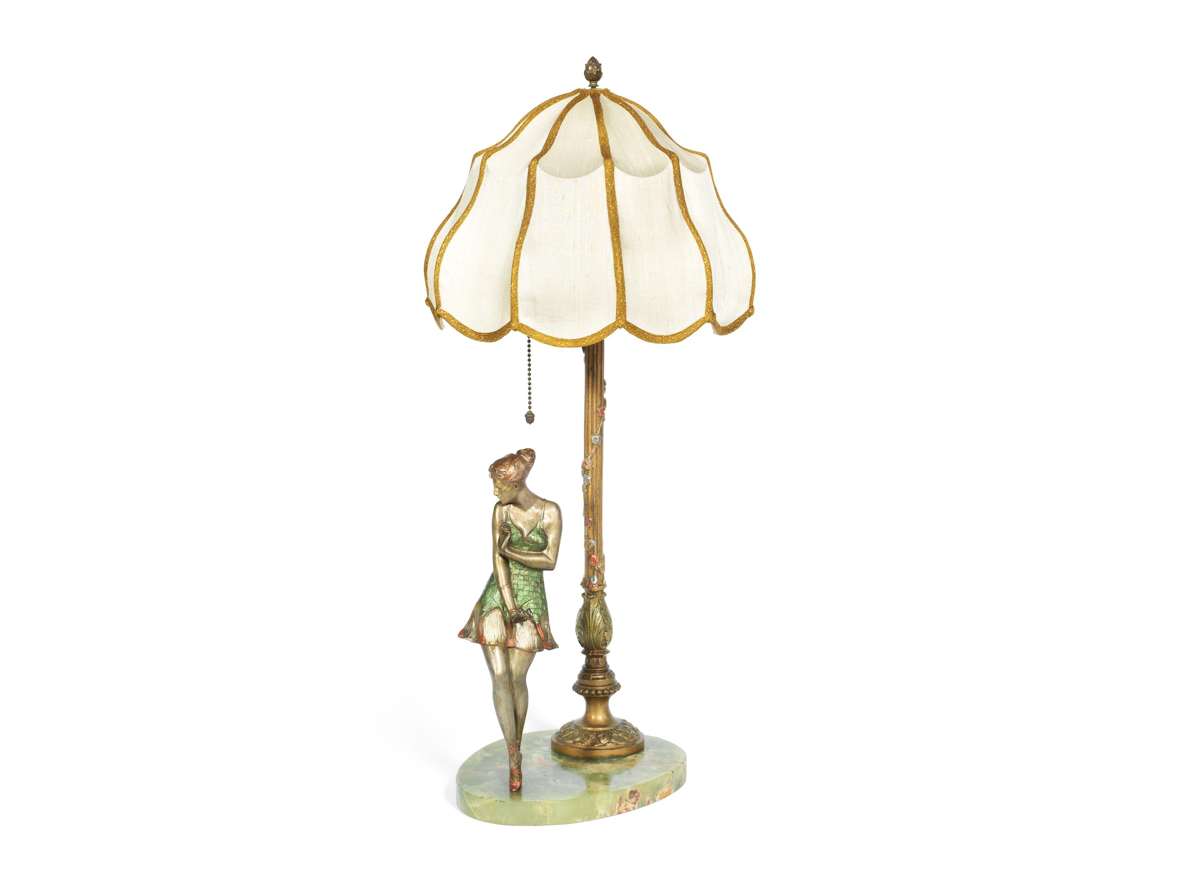 Bruno Zach - An Art Deco Cold-Painted Figural Table Lamp, circa 1925