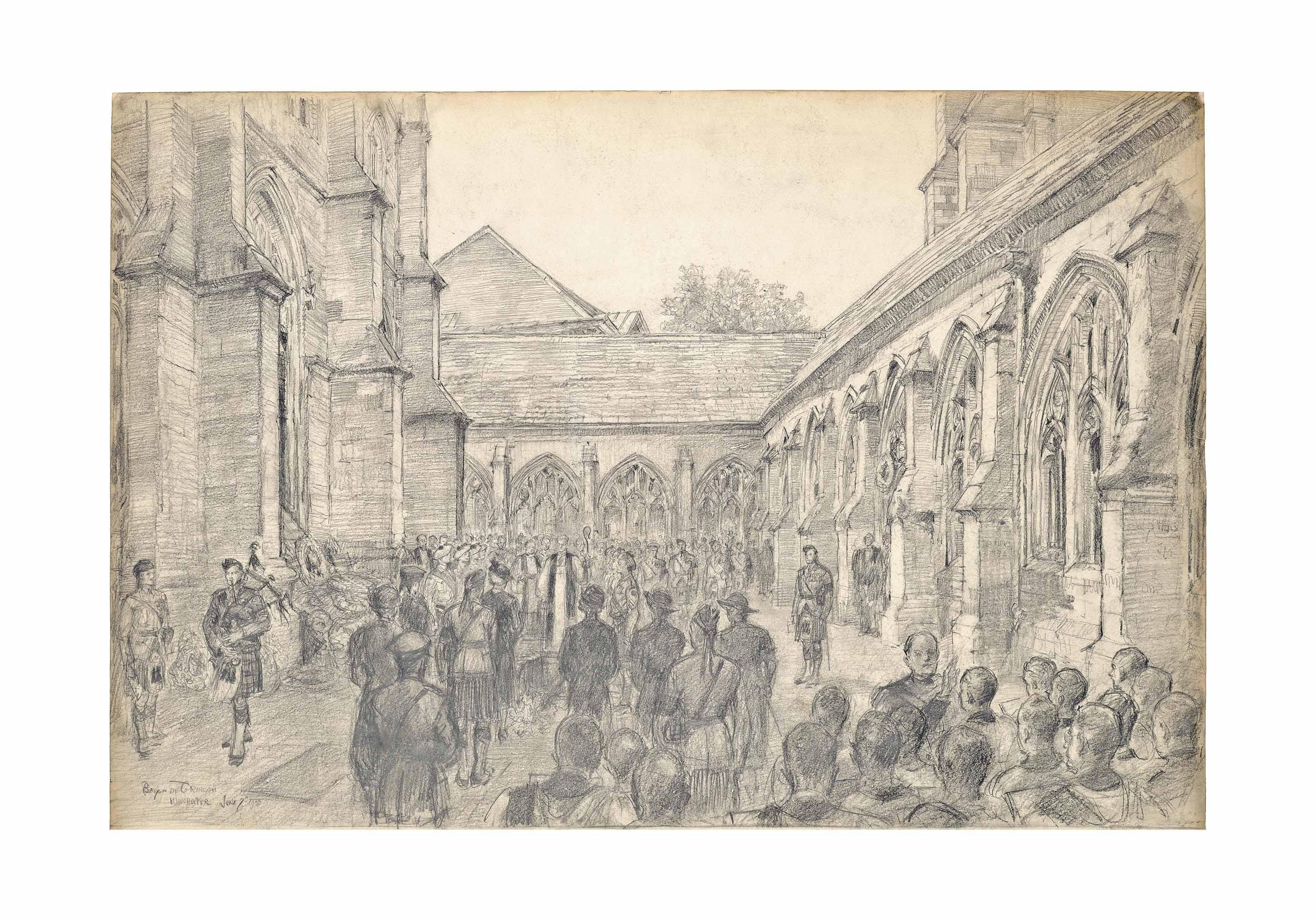 Bryan De Grineau - A great warrior laid in his last resting-place: The burial of Field Marshal Earl Wavell - An Old Wykehamist - In the cloister garth of Winchester College