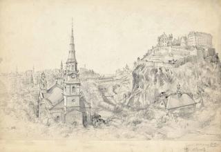 Bryan De Grineau - Edinburgh, looking towards Waverley Station with the Castle on the right: The proud and graceful city which frames a festival of music and drama (illustrated); and View of Holyrood Abbey: