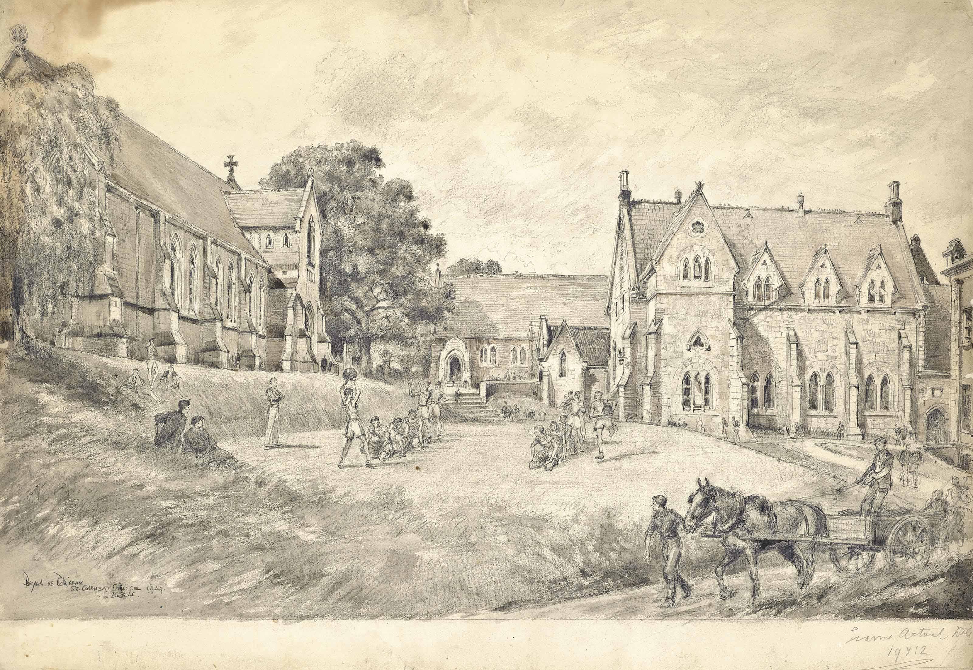 Bryan De Grineau - The famous Irish public school which celebrated its centenary this year: St. Columba\'s College, a view from the east, showing (left) the chapel, and (right) the dining-hall