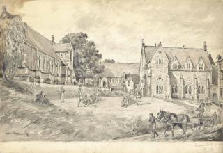 Bryan De Grineau - The famous Irish public school which celebrated its centenary this year: St. Columba\'s College, a view from the east, showing (left) the chapel, and (right) the dining-hall