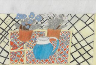 Bryan Pearce - Blue Jug and Two Primula Pots