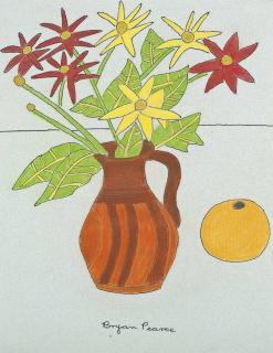 Bryan Pearce - Jug Of Flowers With Orange