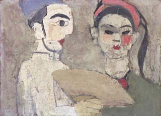 Bui Xuan Phai - 2 Cheo Actors With Fan