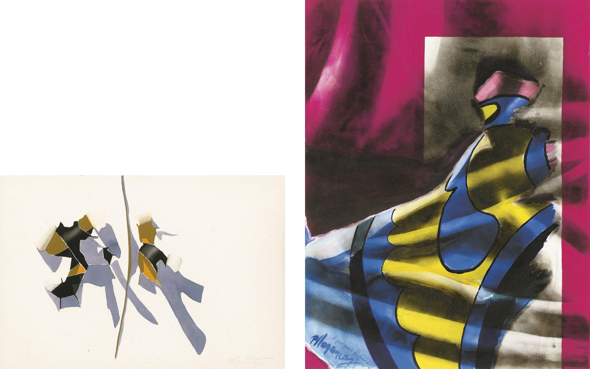 Burhan Dogançay - Swirling Curl, Modeled After Walls 77 (Two Works)