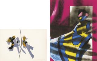 Burhan Dogançay - Swirling Curl, Modeled After Walls 77 (Two Works)