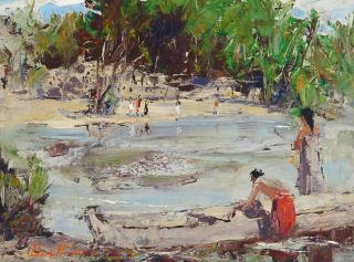 Burt Procter - Figures at a Tropical Island Lagoon