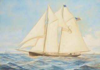 C. Freitag - The New York pilot cutter Edward E. Barrett off the approaches to the harbour